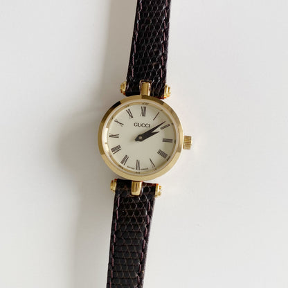 Gucci 1990s Sherry Round Dial Gold Plated Watch