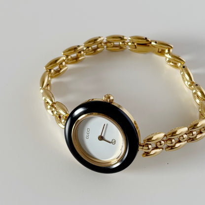 Gucci 1990s Interchangeable Bezel Gold Plated Watch with 6 bezels, Case (160mm)