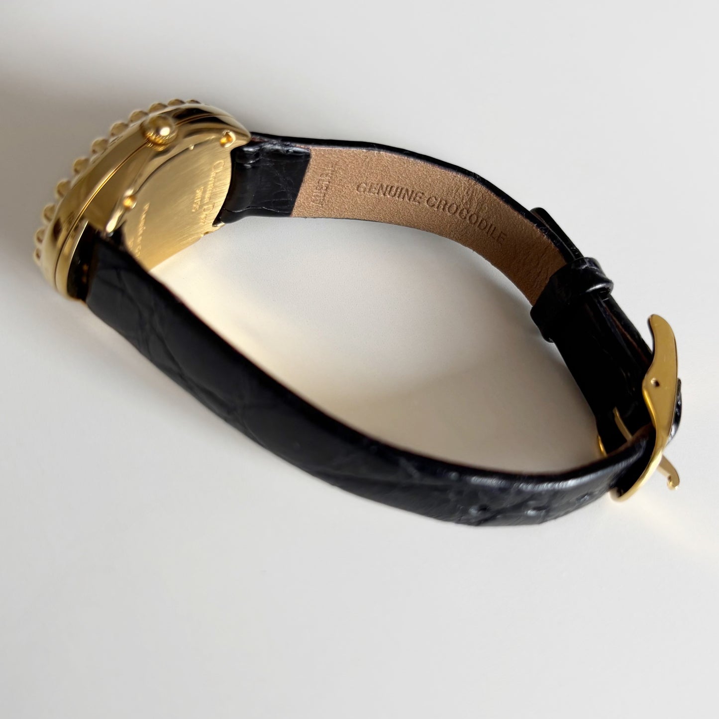 Dior 1990s Baignoire Gold Plated Leather Watch