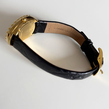 Dior 1990s Baignoire Gold Plated Leather Watch