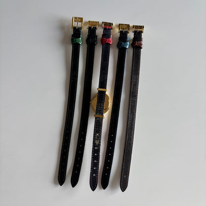 Fendi 1990s Interchangeable Belt Gold Plated Watch with 5 straps, case