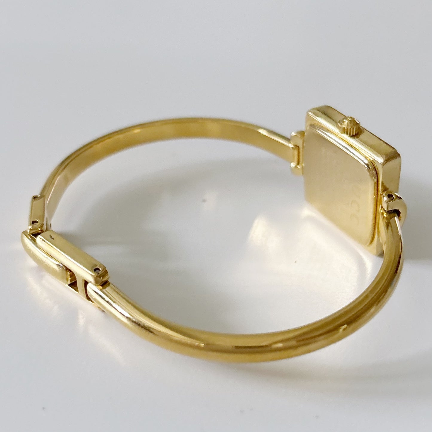 Gucci 1990s Square Gold Plated Bangle Watch