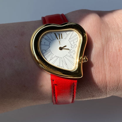 Yves Saint Laurent 1990s Heart shaped Dial Gold Plated Watch
