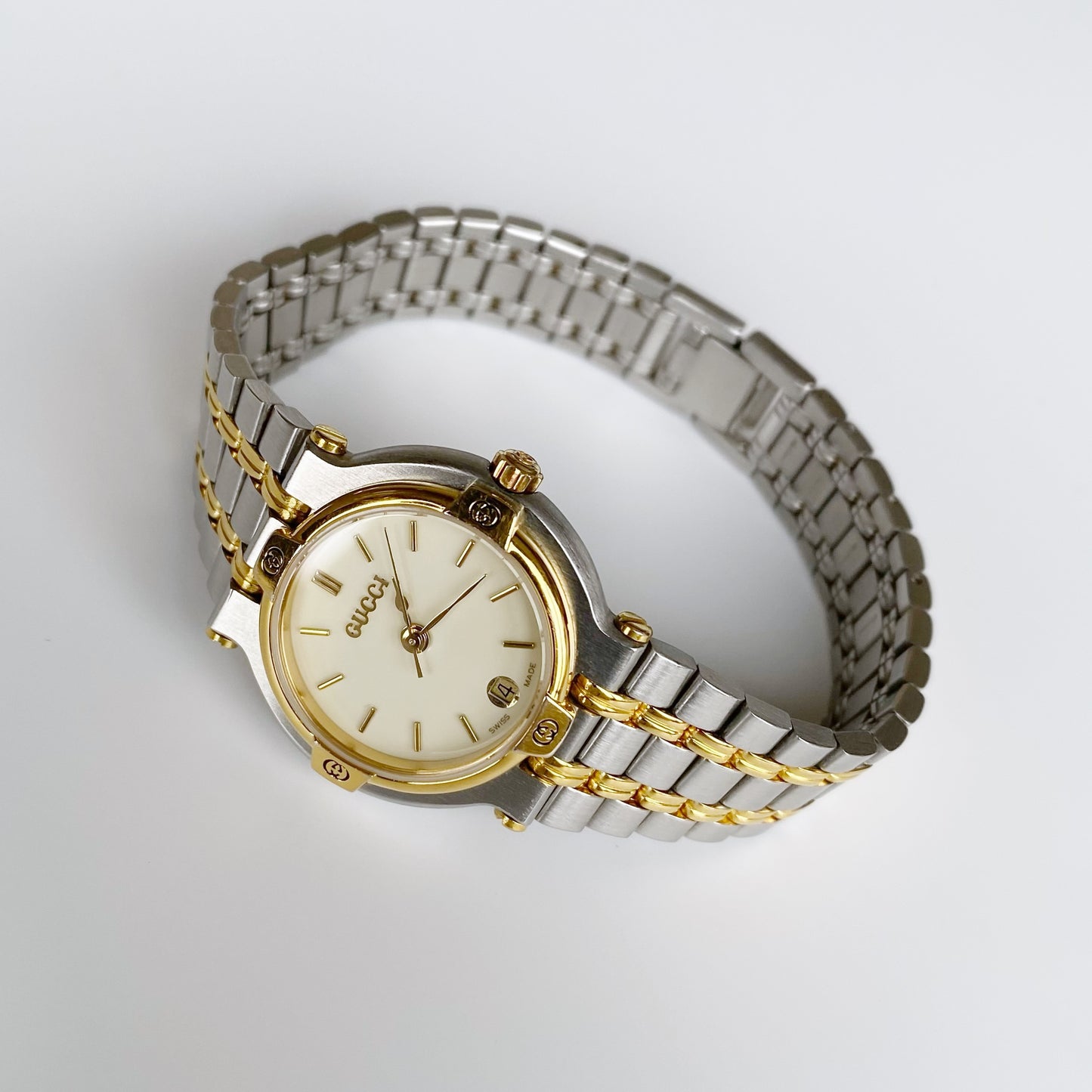 Gucci 1990s Date Gold Plated Two Tone Watch