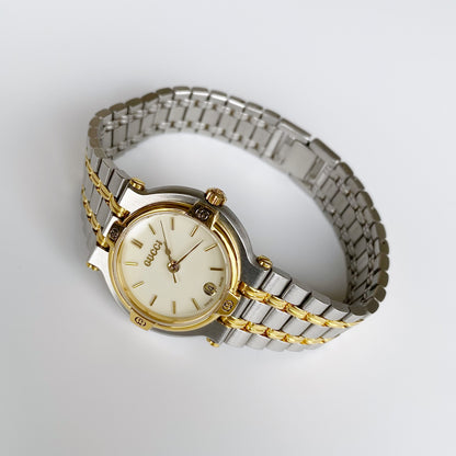 Gucci 1990s Date Gold Plated Two Tone Watch