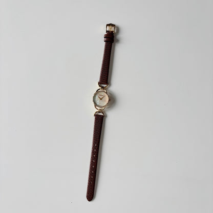 Gucci 1990s Seashell Dial Gold Plated Horsebit Gold Plated Watch
