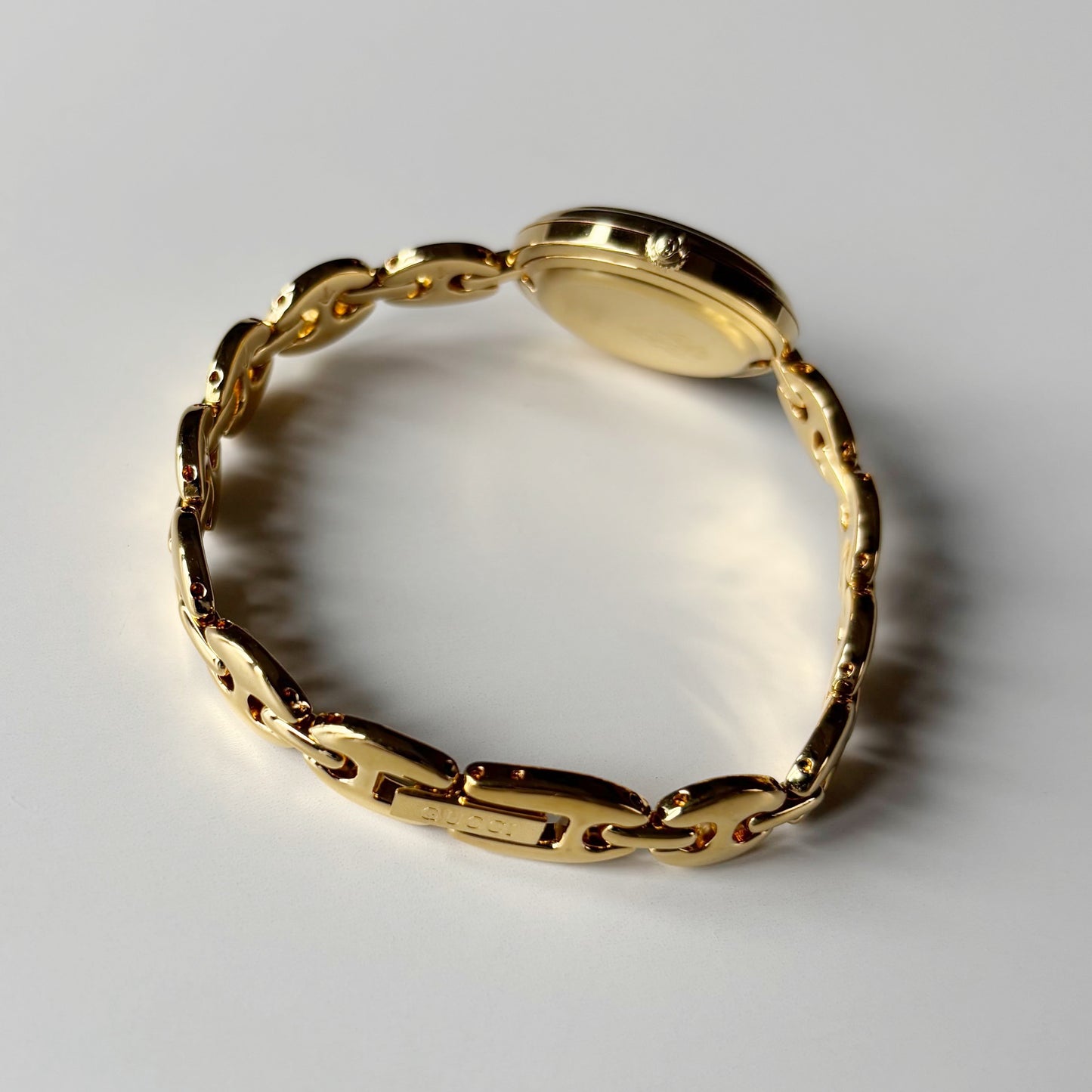 Gucci 1990s Interchangeable Bezel Gold Plated Rice Chain Watch with 6 bezels, case (170mm)