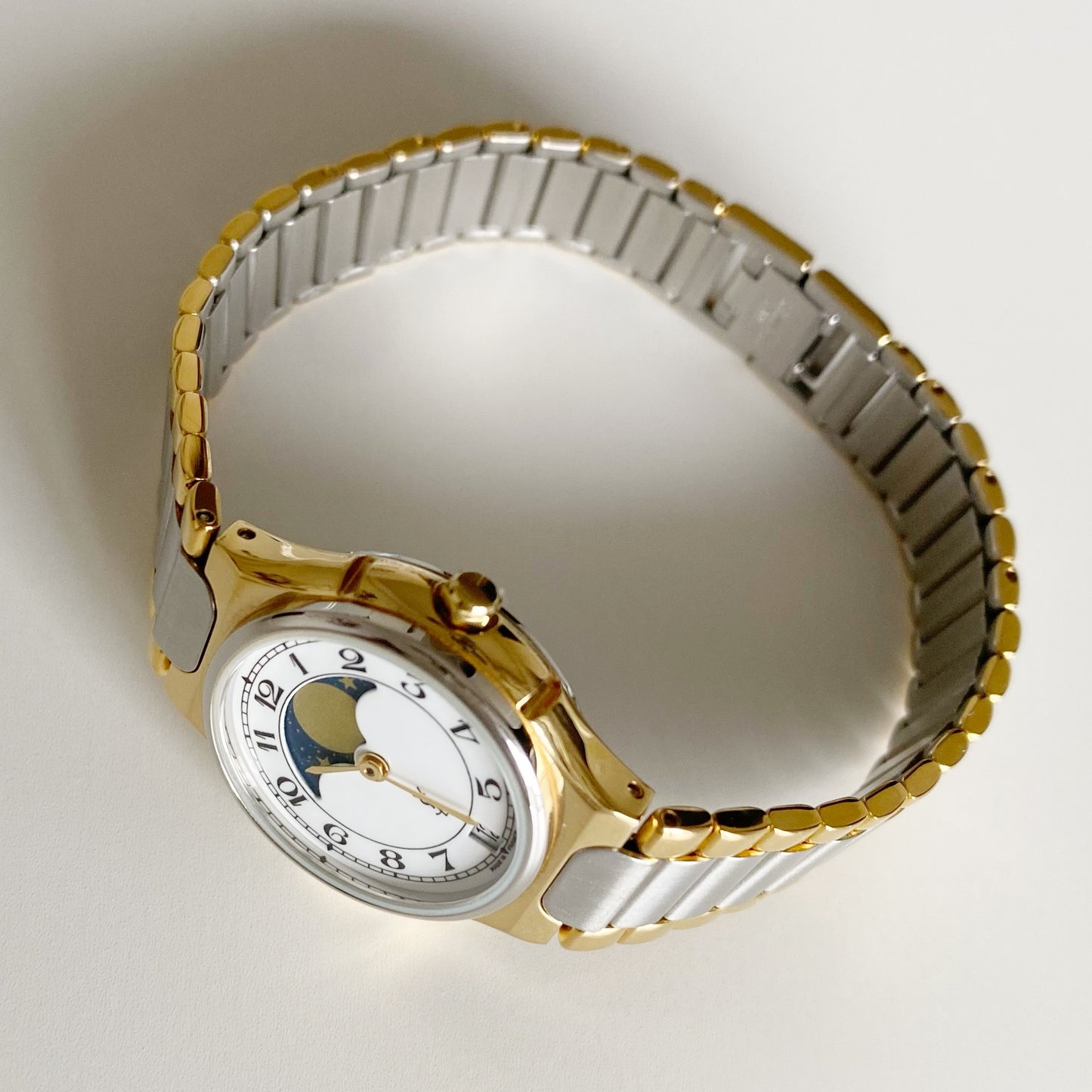 Yves Saint Laurent 1990s Moon Phase Two Tone Watch