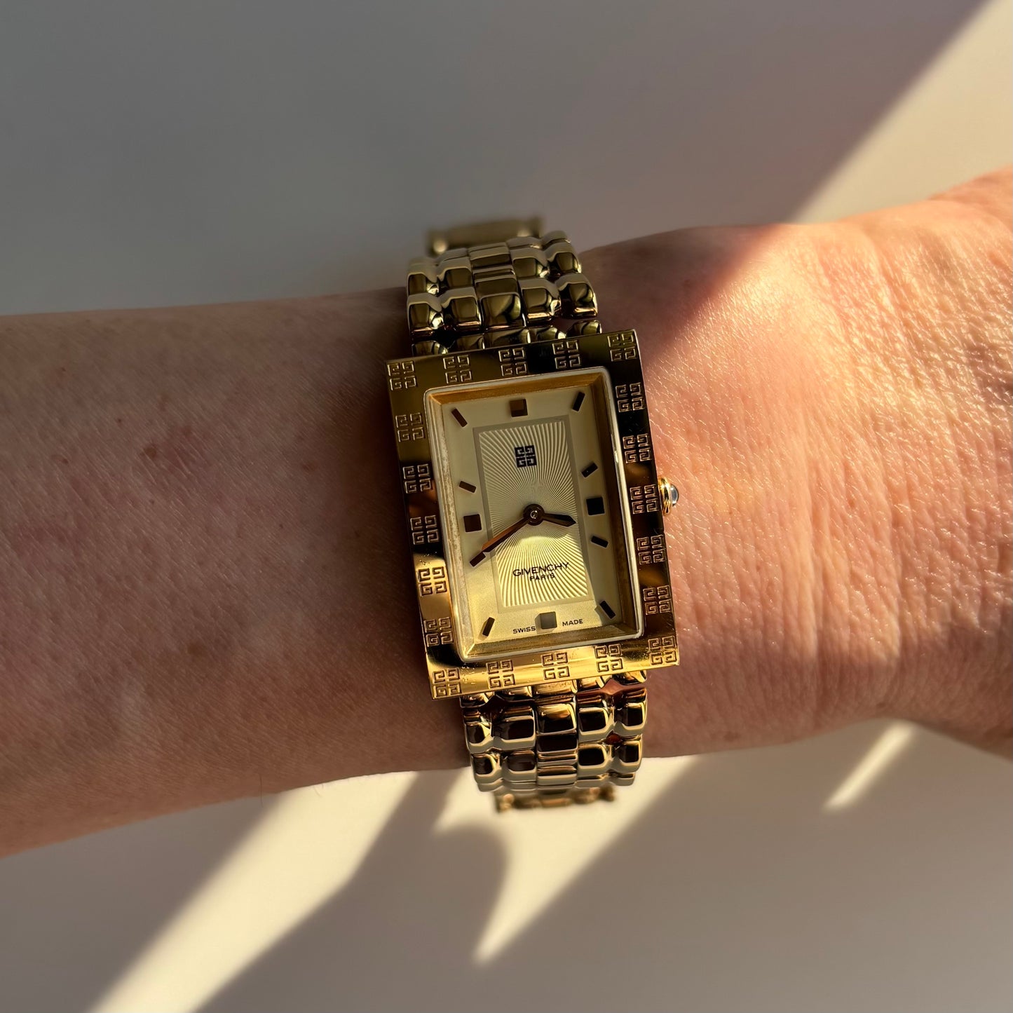 Givenchy 1990s Tank Gold Plated Watch (Large)