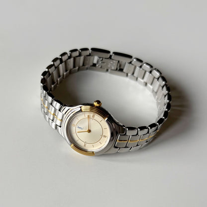 Yves Saint Laurent 1990s Round Dial Two Tone Gold Plated Watch