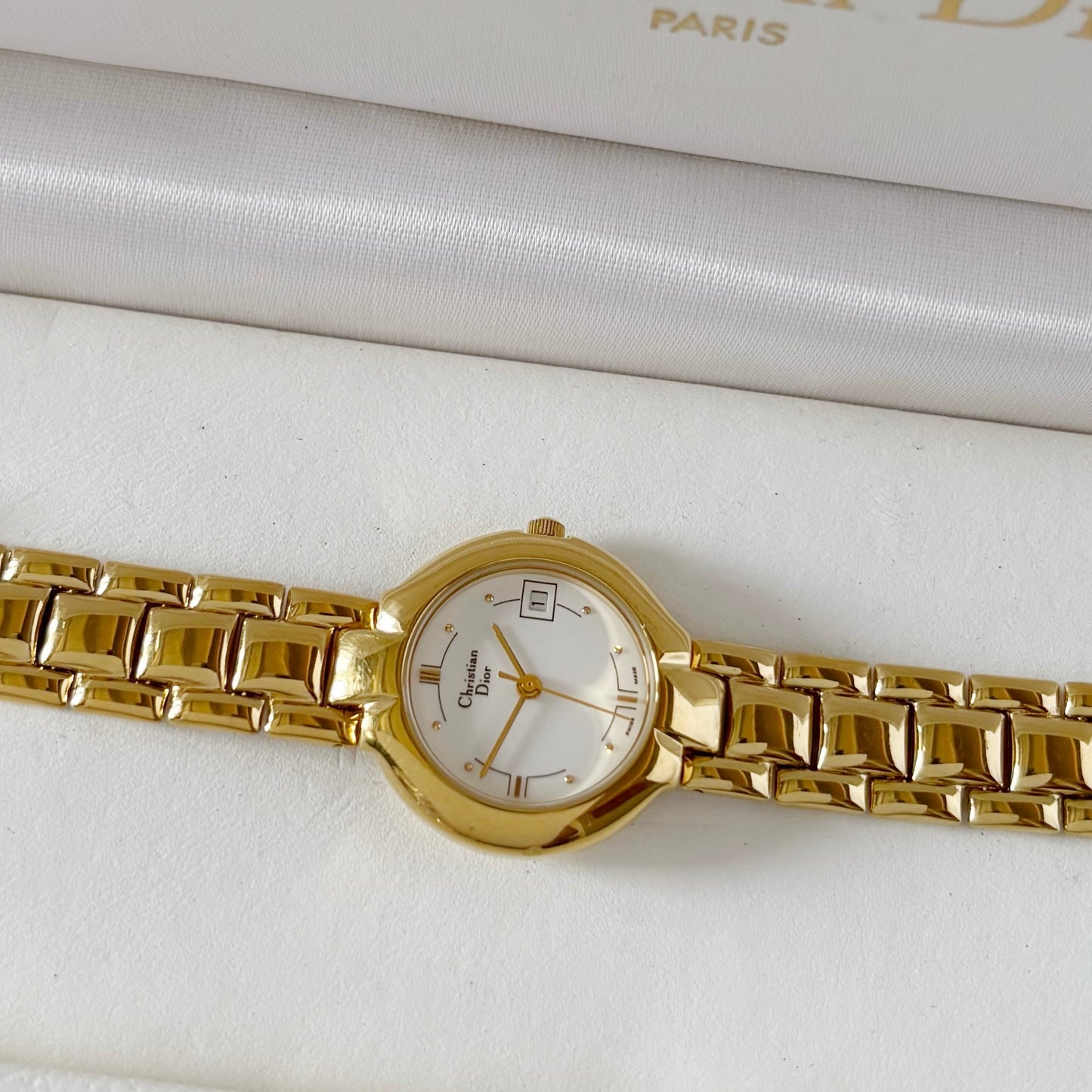 Dior 1990s Round Dial Gold Plated Watch