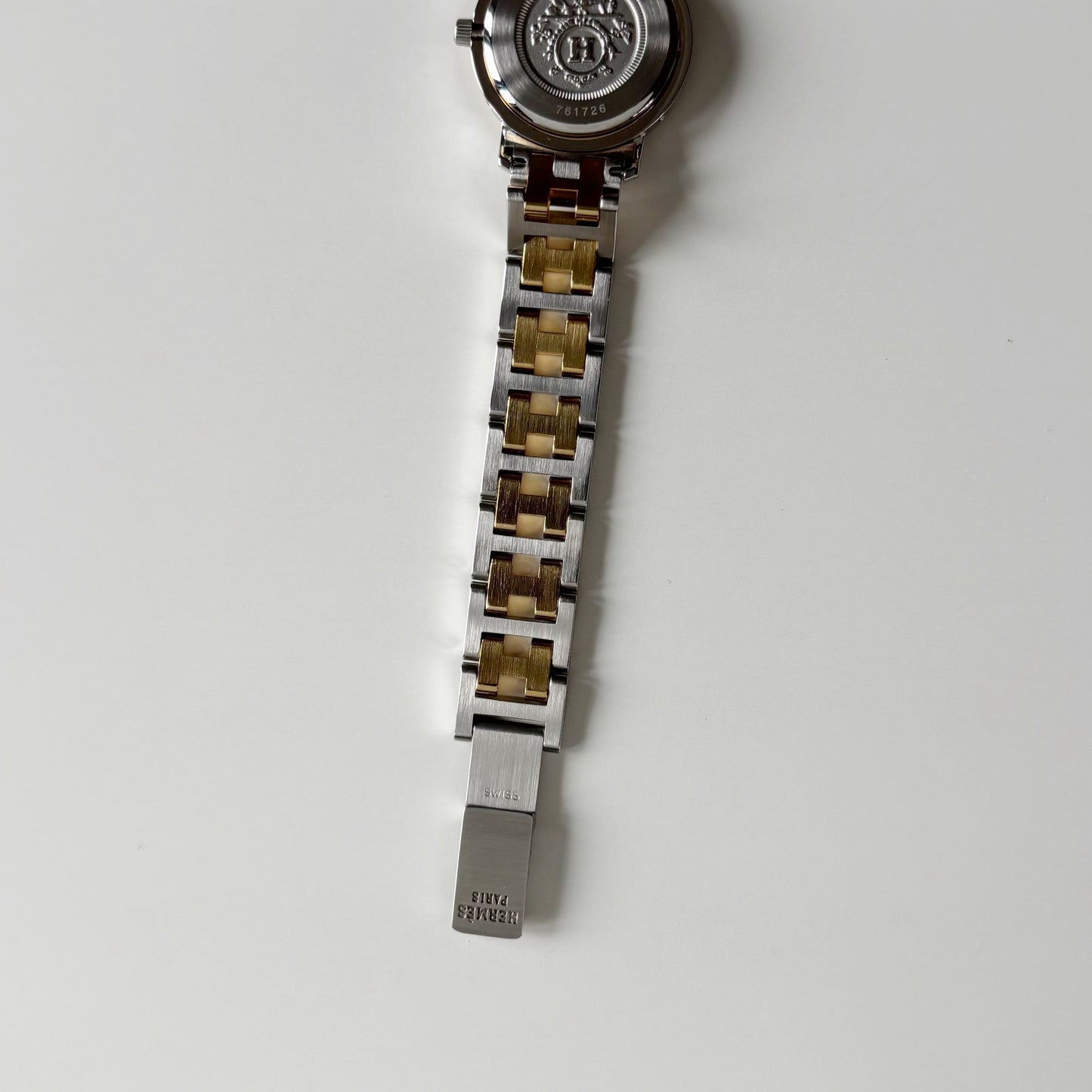 Hermes 1990s Clipper Date Round Dial Gold Plated Two Tone Watch