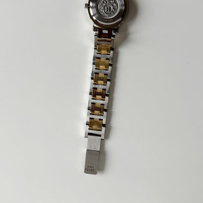 Hermes 1990s Clipper Date Round Dial Gold Plated Two Tone Watch