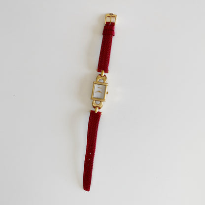 Gucci 1990s Interchangeable Belt Gold Plated Watch with 3 belts, case