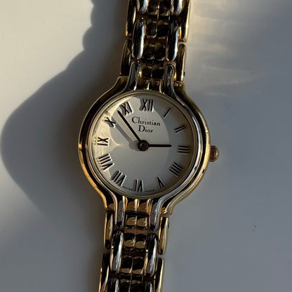 Dior 1990s Round Dial Two Tone Watch