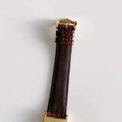 Cartier 1980s Must de Tank Burgundy Dial Manual Winding Watch (LM)