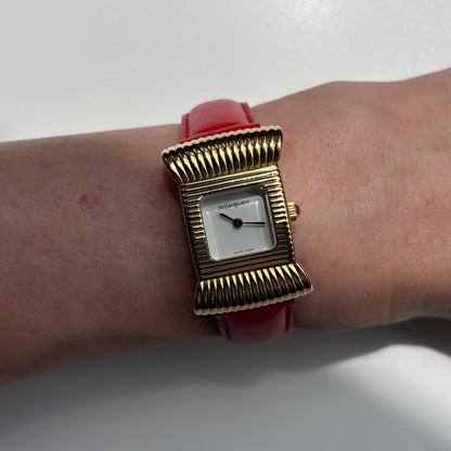 Yves Saint Laurent 1990s Ribbon Gold Plated Watch