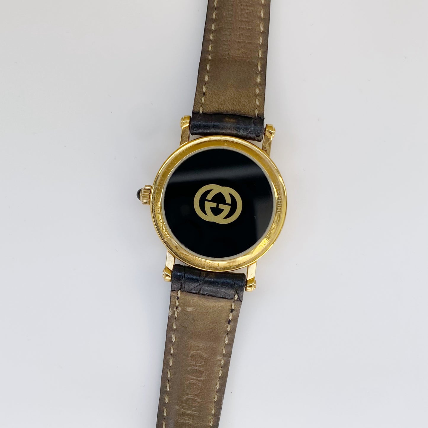 Gucci 1990s Gold Plated Date Round Watch