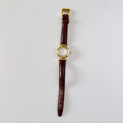 Fendi 1990s Seashell Dial Round Gold Plated Watch