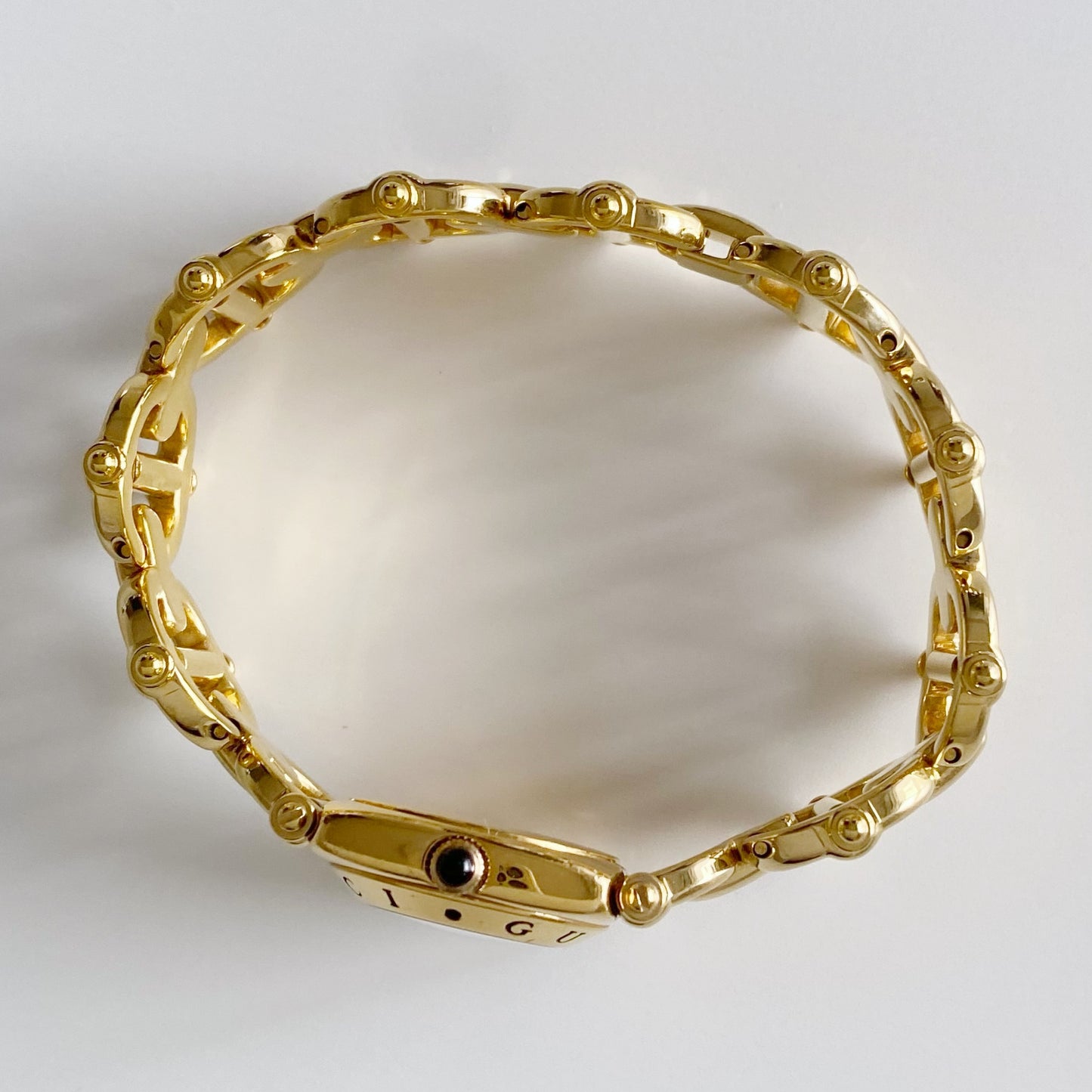 Gucci 1990s Black Dial Gold Plated Watch