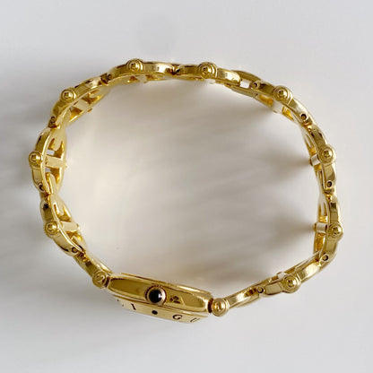 Gucci 1990s Black Dial Gold Plated Watch