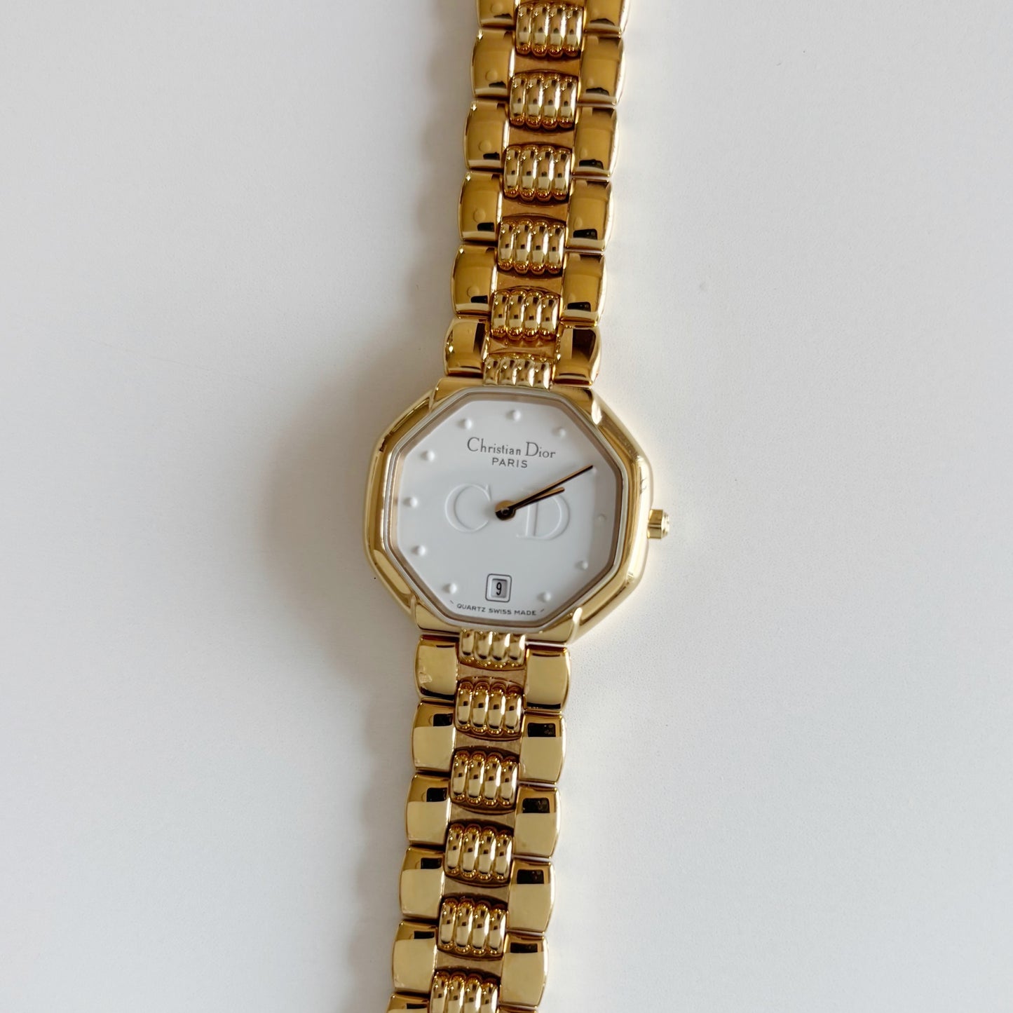 Dior 1990s Octagon Gold Plated Watch