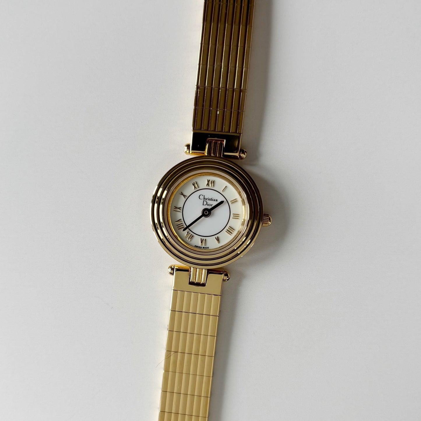Dior 1990s Round Dial Gold Plated Watch