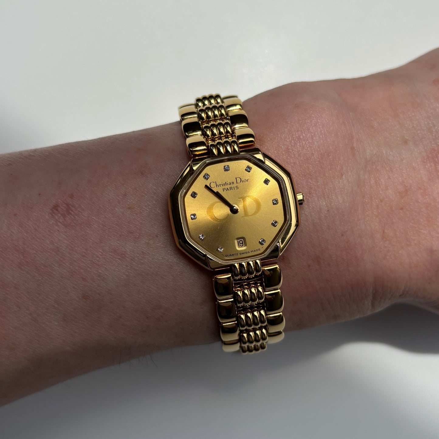 Dior 1990s Octagon Gold Plated Watch