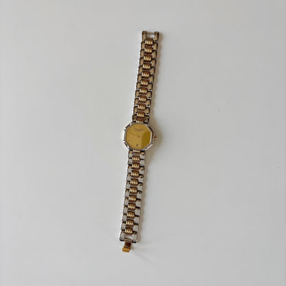 Dior 1990s Octagon Two Tone Gold Plated Watch