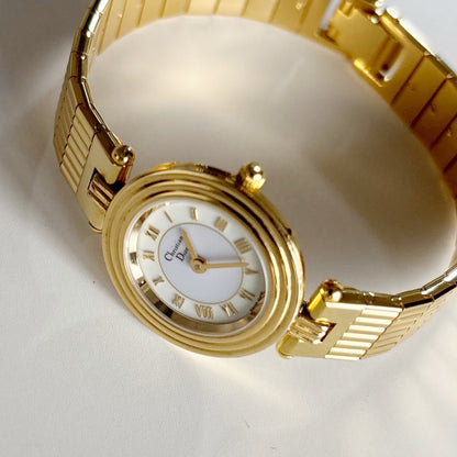 Dior 1990s Round Dial Gold Plated Watch