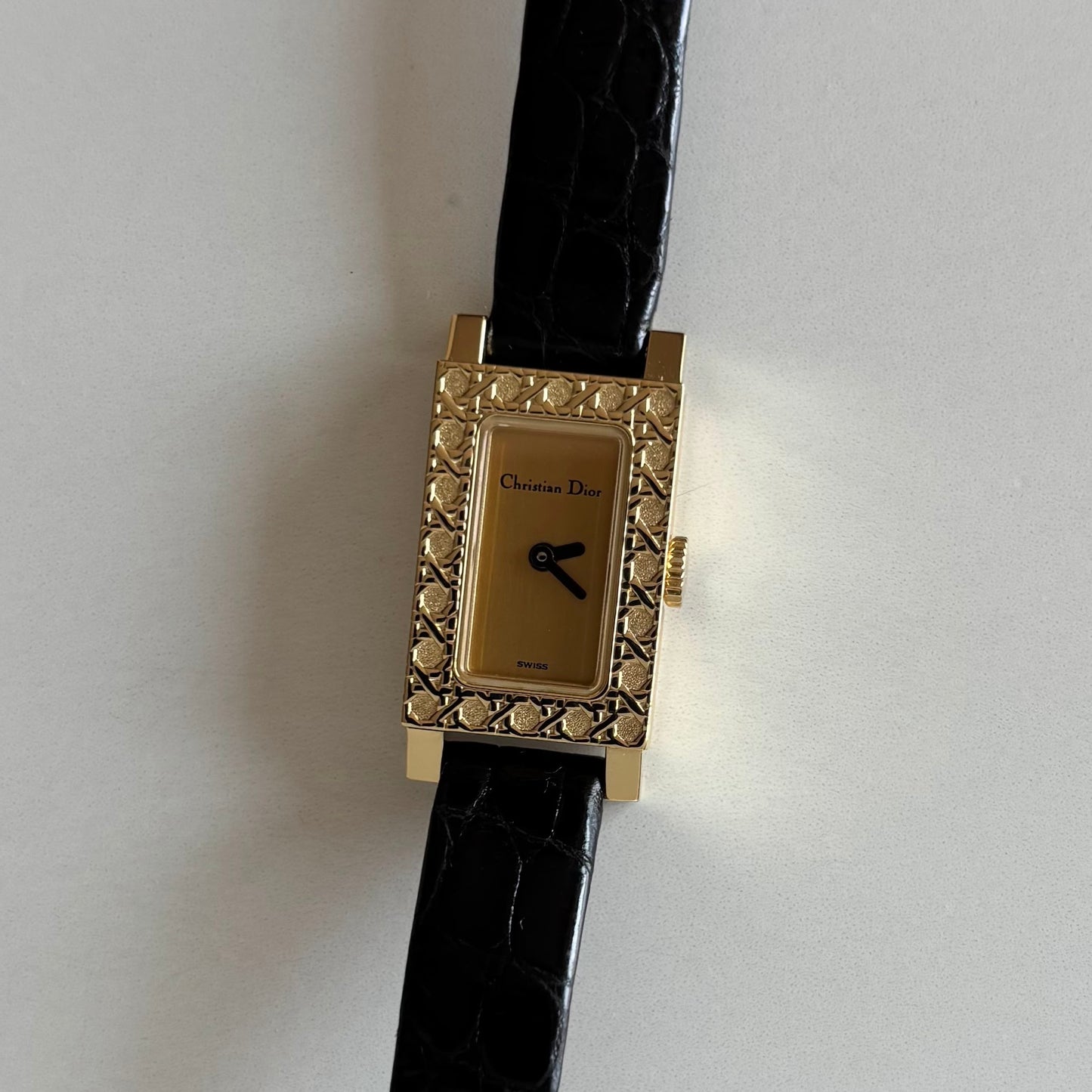 Dior 1990s La Parisienne  18K Solid Gold Case Tank Watch