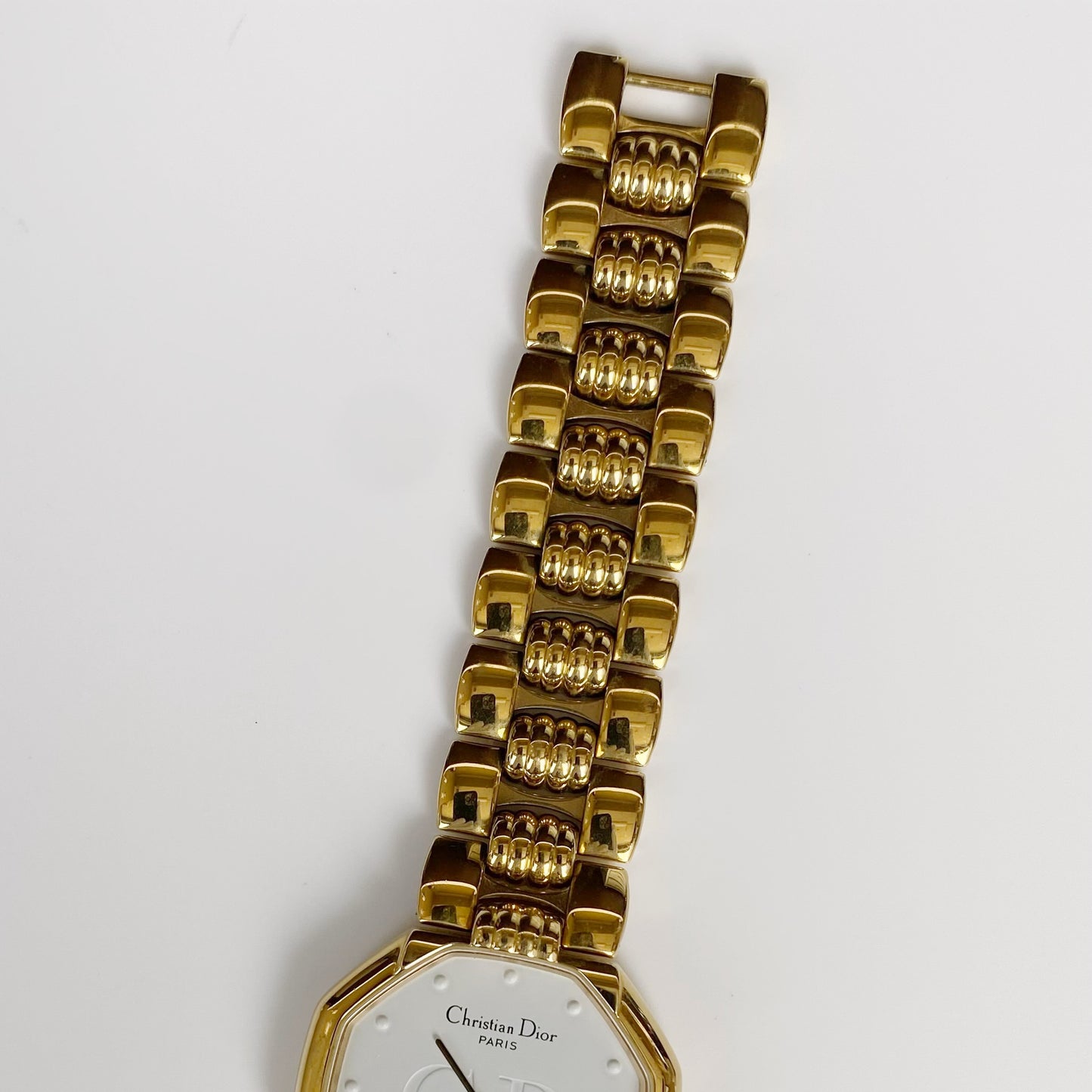 Dior 1990s Octagon Date Gold Plated Watch