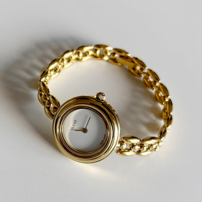 Gucci 1990s Interchangeable Bezel Gold Plated Watch with 6 bezels, case (160mm)