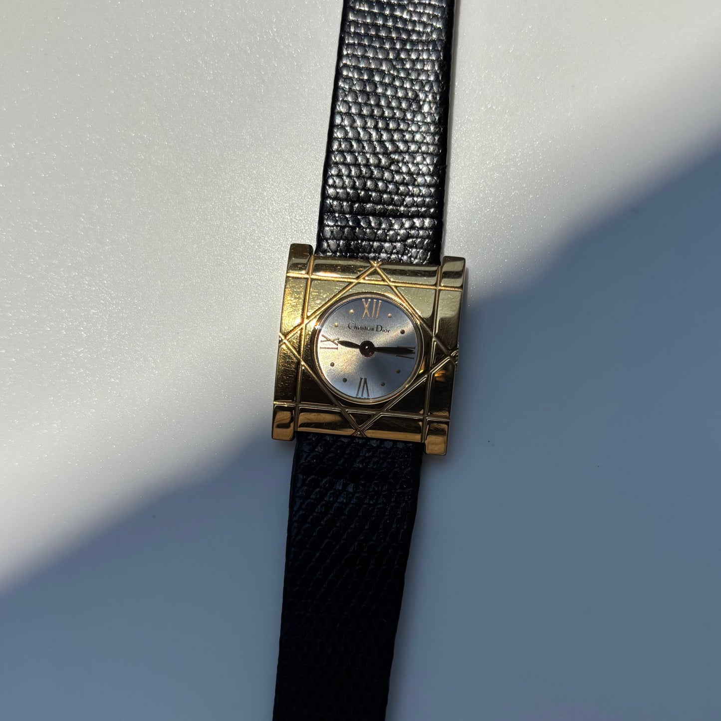 Dior 1990s Square Dial Gold Plated Watch