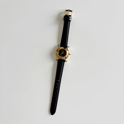 Gucci 1990s Black Dial Gold Plated Watch