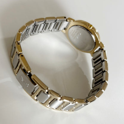 Yves Saint Laurent 1990s Black Dial Two Tone Watch