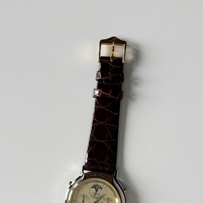 Gucci 1990s Moon Phase Gold Plated Two Tone Watch (Large)