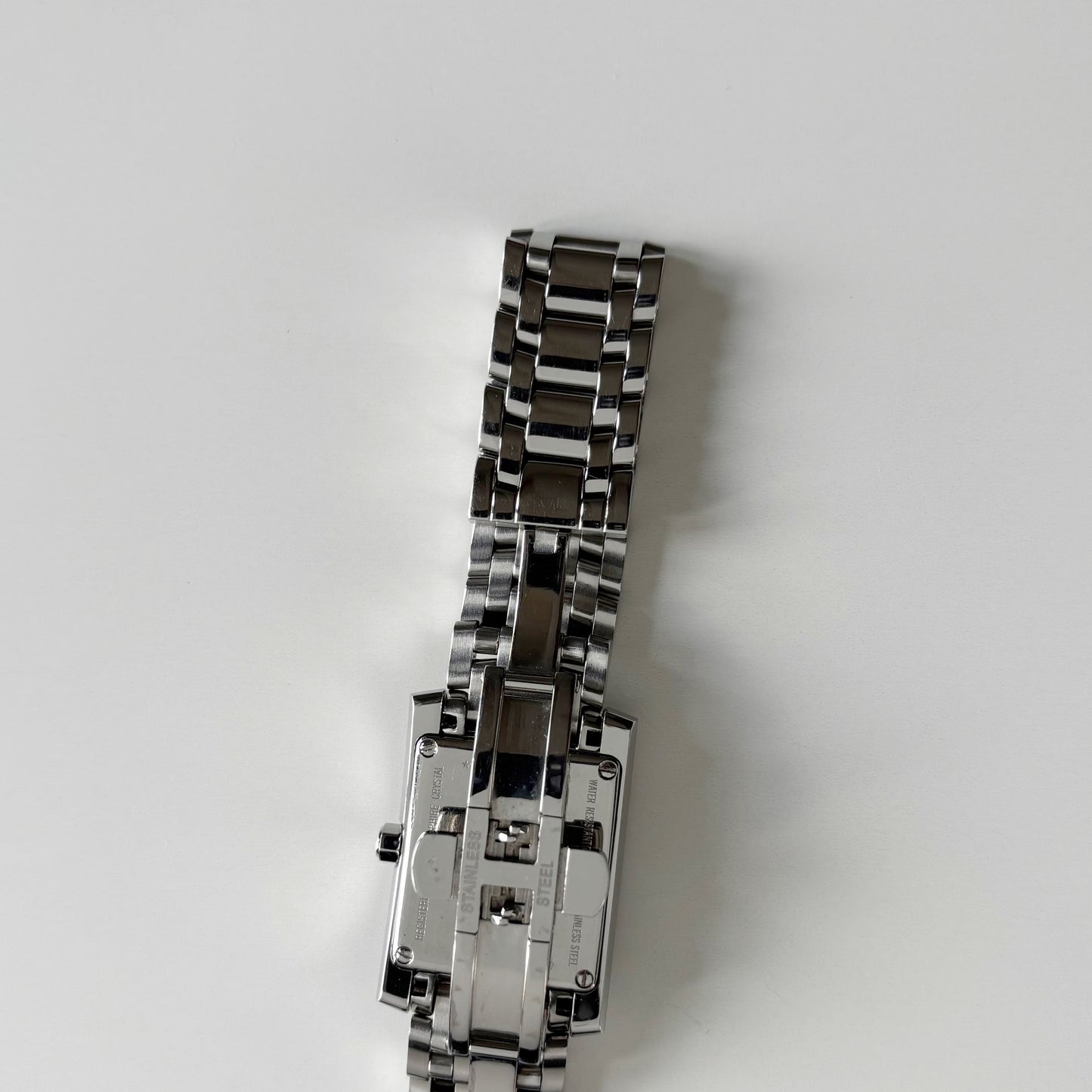 Fendi 1990s Seashell Dial Tank Silver Watch