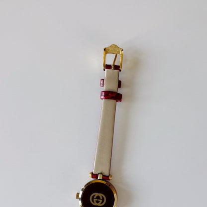 Gucci 1990s Round Dial Red Gold Plated Watch