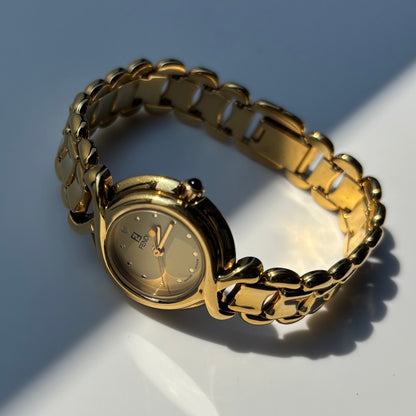 Fendi 1990s Round Dial Gold Plated Watch