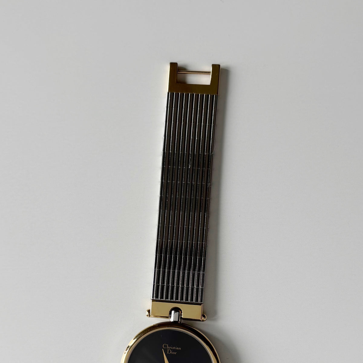 Dior 1990s Black Round Dial Two Tone Gold Plated Watch (Large)