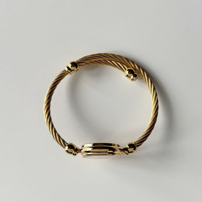 Gucci 1990s Seashell Dial Gold Plated Cable Bangle Watch