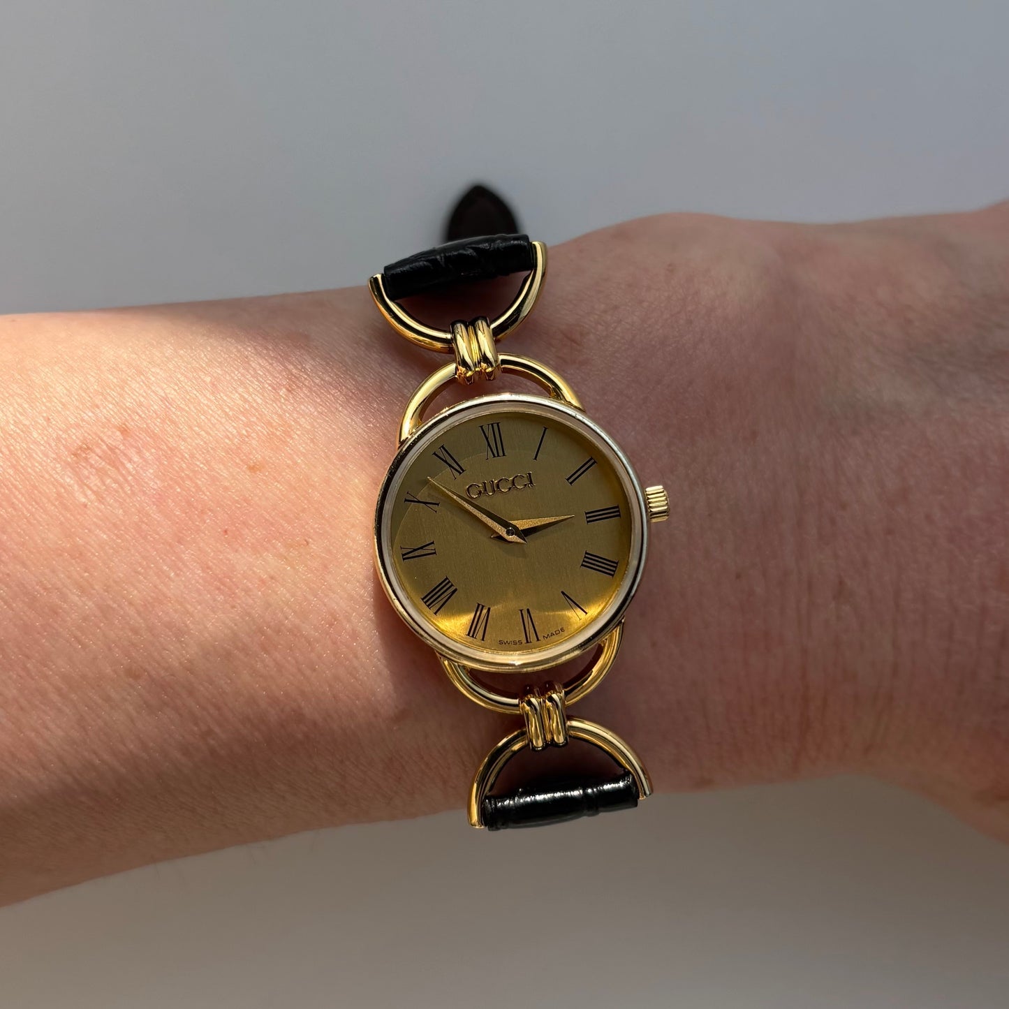 Gucci 1990s Gold Dial Horsebit Gold Plated Watch