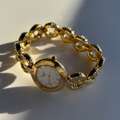 Dior 1990s Round Dial Gold Plated Watch