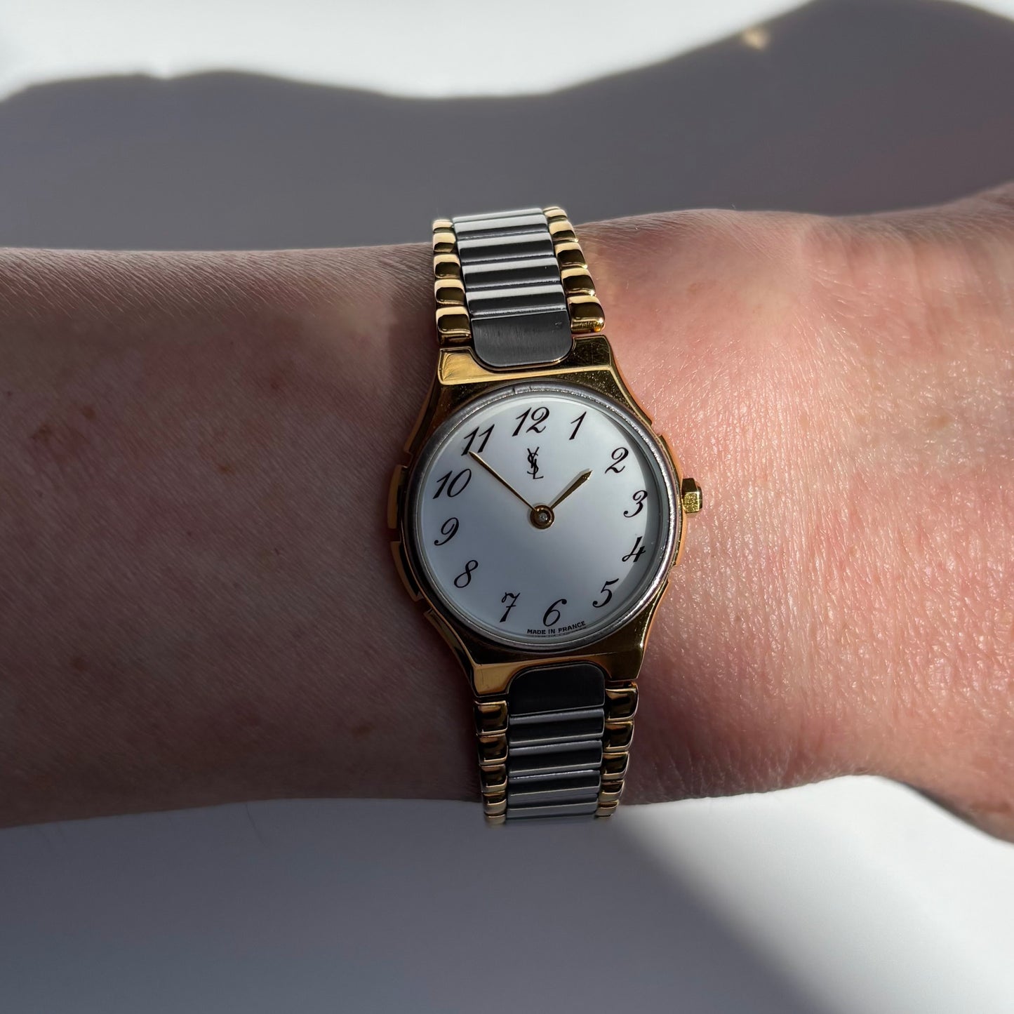 Yves Saint Laurent 1990s Round Dial Two Tone Watch