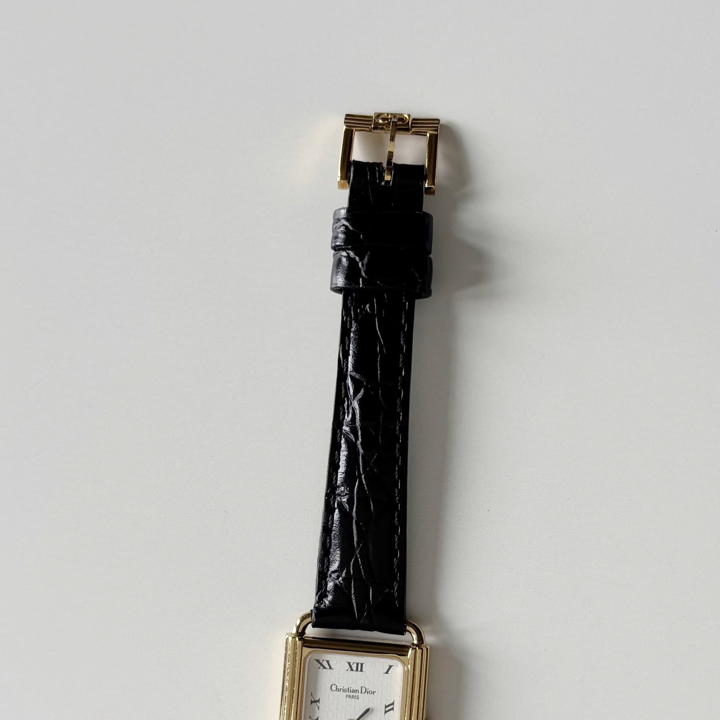 Dior 1990s CD Logo Tank Gold Plated Watch