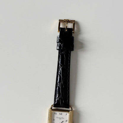 Dior 1990s CD Logo Tank Gold Plated Watch