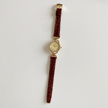 Gucci 1990s Gold Plated Round Dial Horsebit Watch
