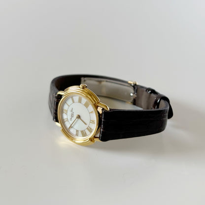 Dior 1990s Seashell Round Dial Gold Plated Watch