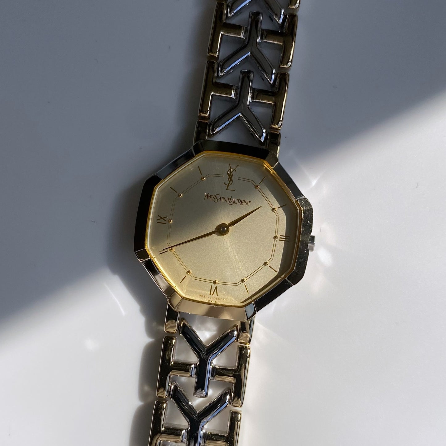 Yves Saint Laurent 1990s Octagon Two Tone Watch